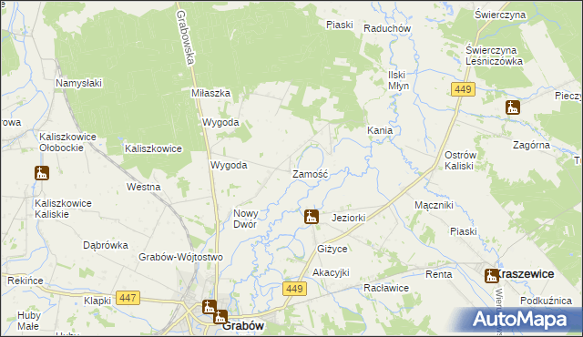 mapa Zamość gmina Sieroszewice, Zamość gmina Sieroszewice na mapie Targeo