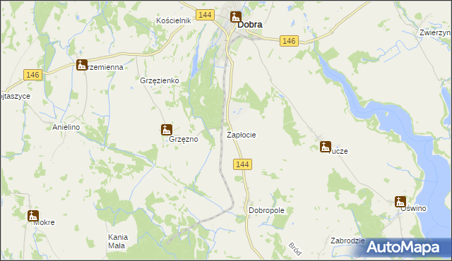 mapa Zapłocie gmina Dobra, Zapłocie gmina Dobra na mapie Targeo