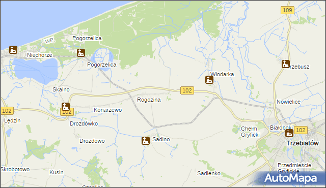 mapa Zapolice gmina Trzebiatów, Zapolice gmina Trzebiatów na mapie Targeo