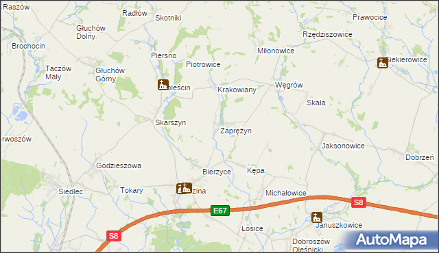 mapa Zaprężyn, Zaprężyn na mapie Targeo