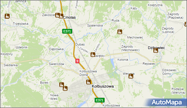 mapa Zarębki gmina Kolbuszowa, Zarębki gmina Kolbuszowa na mapie Targeo