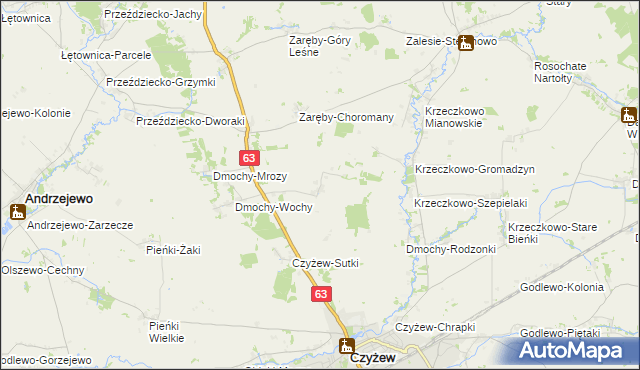 mapa Zaręby-Bindugi, Zaręby-Bindugi na mapie Targeo