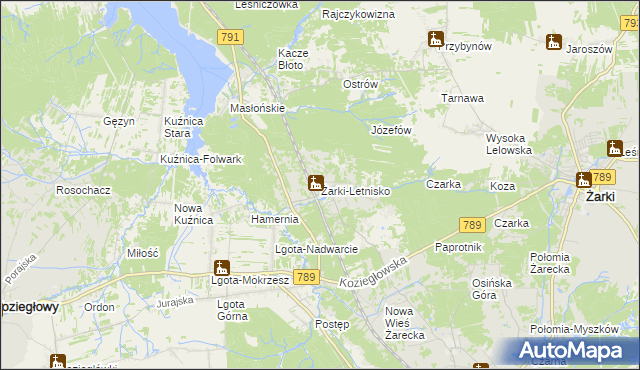 mapa Żarki-Letnisko, Żarki-Letnisko na mapie Targeo