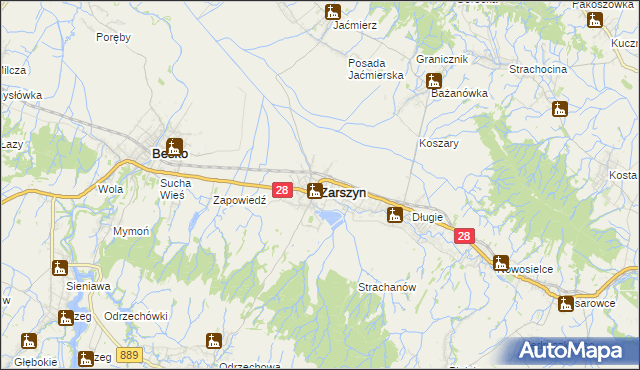 mapa Zarszyn, Zarszyn na mapie Targeo