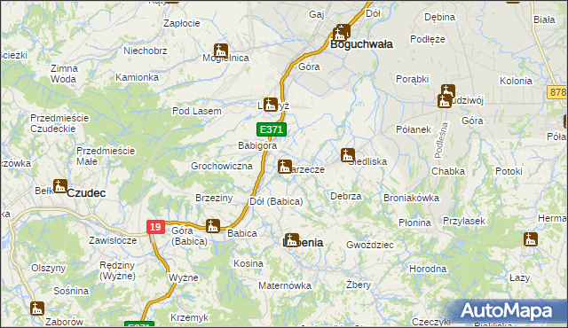 mapa Zarzecze gmina Boguchwała, Zarzecze gmina Boguchwała na mapie Targeo