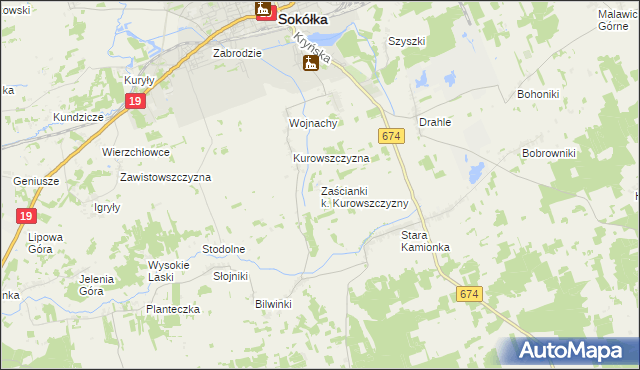 mapa Zaścianki k. Kurowszczyzny, Zaścianki k. Kurowszczyzny na mapie Targeo