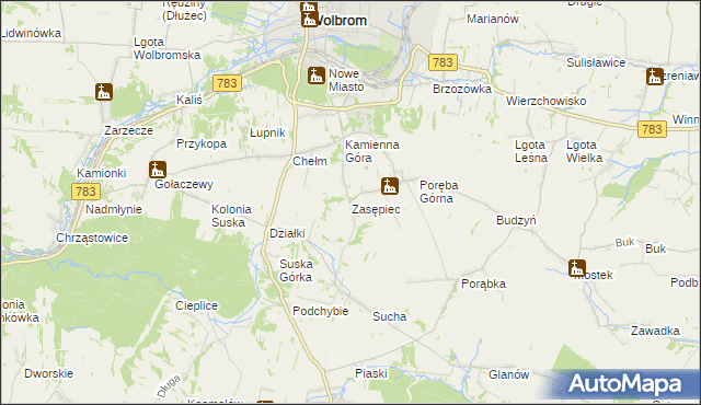 mapa Zasępiec, Zasępiec na mapie Targeo