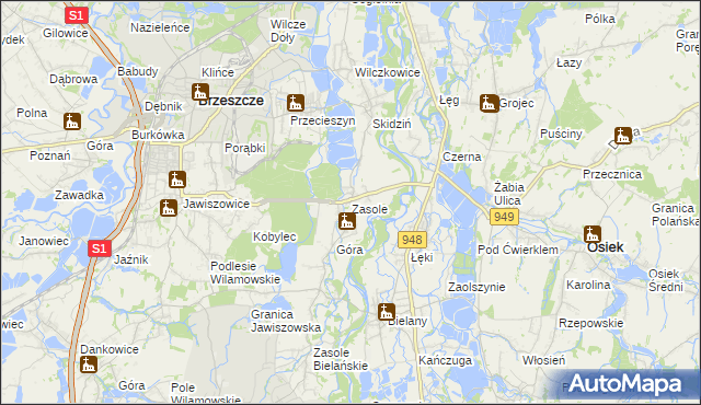 mapa Zasole, Zasole na mapie Targeo