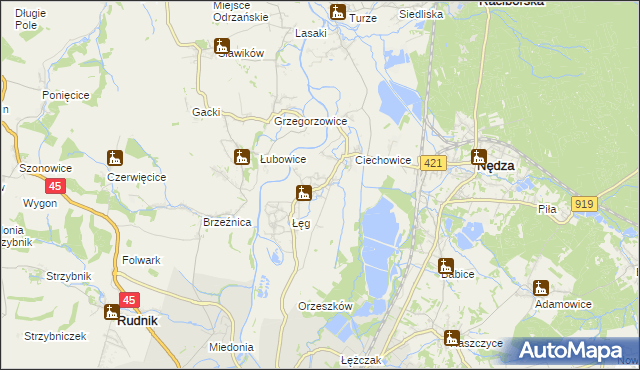 mapa Zawada Książęca, Zawada Książęca na mapie Targeo