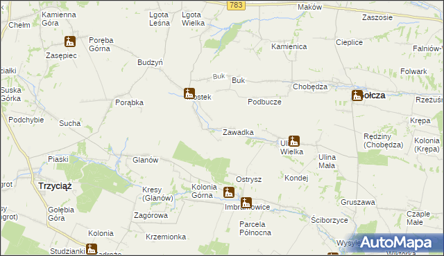 mapa Zawadka gmina Gołcza, Zawadka gmina Gołcza na mapie Targeo