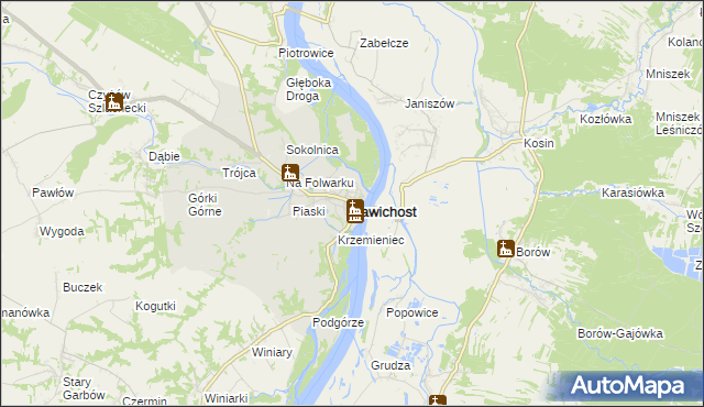 mapa Zawichost, Zawichost na mapie Targeo