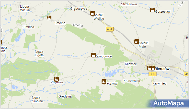 mapa Zawidowice gmina Bierutów, Zawidowice gmina Bierutów na mapie Targeo