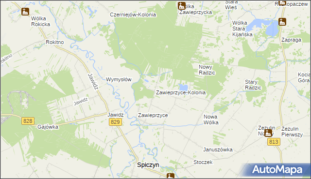 mapa Zawieprzyce-Kolonia, Zawieprzyce-Kolonia na mapie Targeo