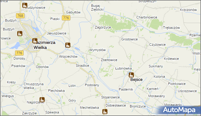 mapa Zbeltowice, Zbeltowice na mapie Targeo