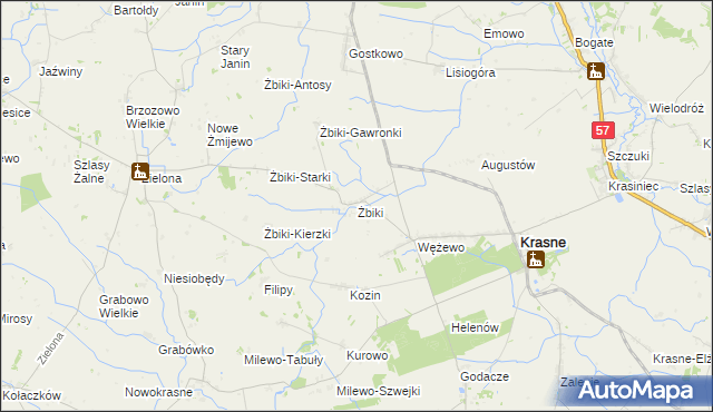 mapa Żbiki gmina Krasne, Żbiki gmina Krasne na mapie Targeo