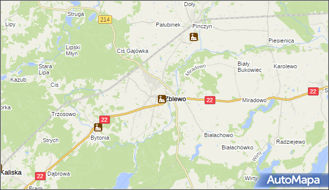 mapa Zblewo, Zblewo na mapie Targeo