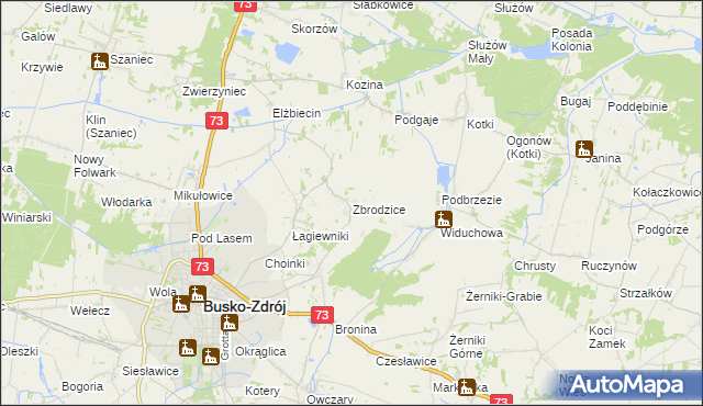 mapa Zbrodzice, Zbrodzice na mapie Targeo