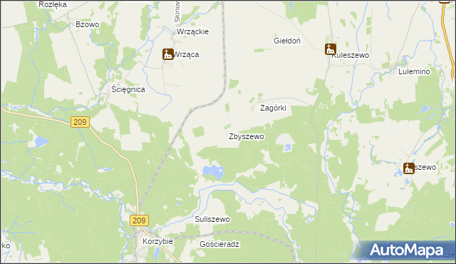 mapa Zbyszewo gmina Kobylnica, Zbyszewo gmina Kobylnica na mapie Targeo