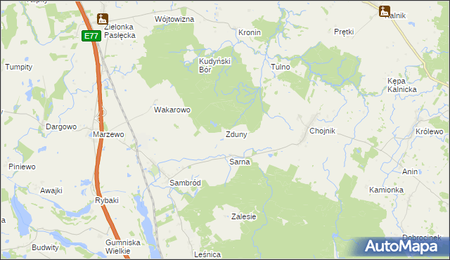 mapa Zduny gmina Małdyty, Zduny gmina Małdyty na mapie Targeo