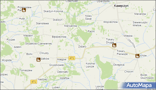 mapa Żdżary gmina Kawęczyn, Żdżary gmina Kawęczyn na mapie Targeo