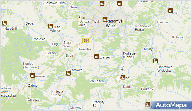 mapa Zdziarzec, Zdziarzec na mapie Targeo