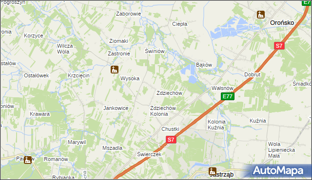 mapa Zdziechów gmina Szydłowiec, Zdziechów gmina Szydłowiec na mapie Targeo