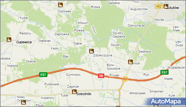 mapa Zdzierczyzna, Zdzierczyzna na mapie Targeo