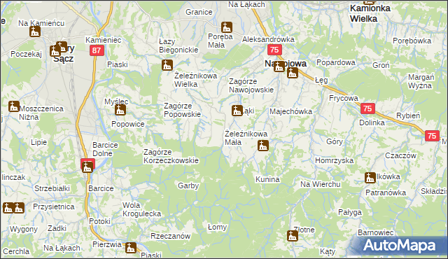 mapa Żeleźnikowa Mała, Żeleźnikowa Mała na mapie Targeo