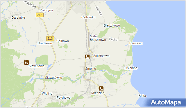 mapa Żelistrzewo, Żelistrzewo na mapie Targeo