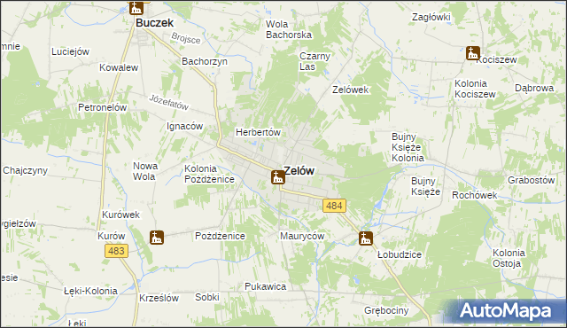 mapa Zelów, Zelów na mapie Targeo