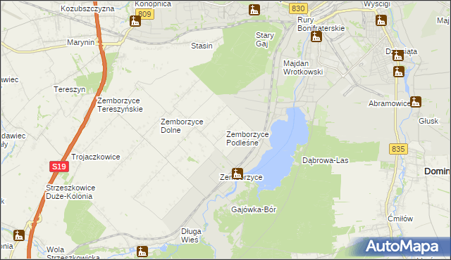 mapa Zemborzyce Podleśne, Zemborzyce Podleśne na mapie Targeo