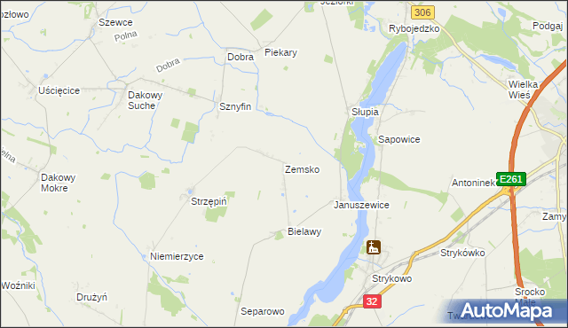 mapa Zemsko gmina Granowo, Zemsko gmina Granowo na mapie Targeo