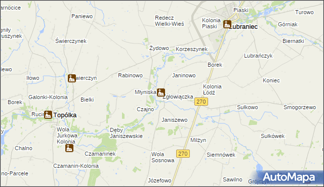 mapa Zgłowiączka, Zgłowiączka na mapie Targeo