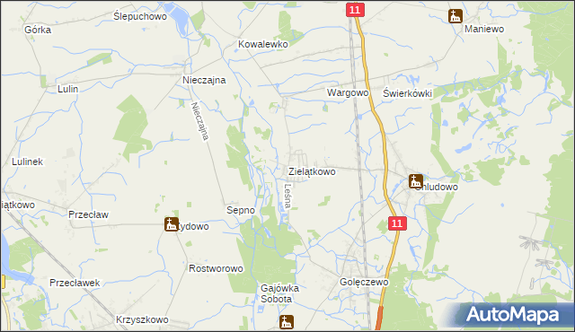 mapa Zielątkowo gmina Suchy Las, Zielątkowo gmina Suchy Las na mapie Targeo