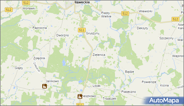 mapa Zielenica gmina Górowo Iławeckie, Zielenica gmina Górowo Iławeckie na mapie Targeo
