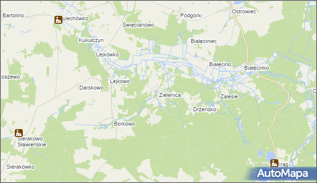 mapa Zielenica gmina Malechowo, Zielenica gmina Malechowo na mapie Targeo
