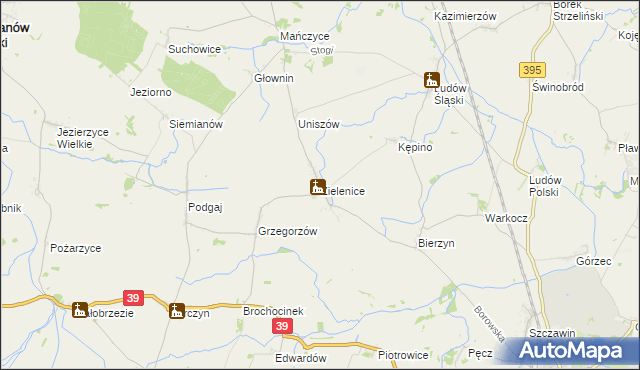 mapa Zielenice gmina Borów, Zielenice gmina Borów na mapie Targeo