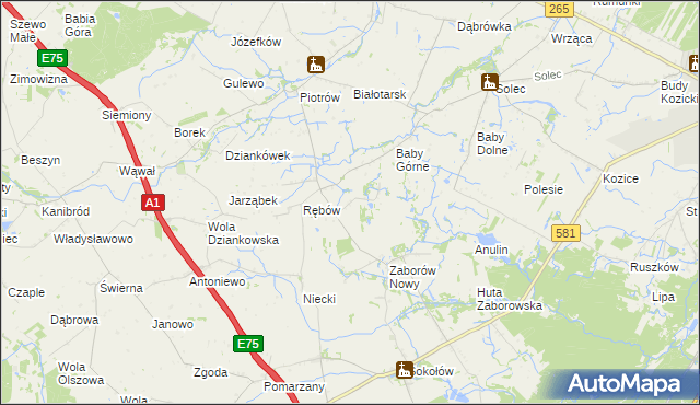 mapa Zieleniec gmina Gostynin, Zieleniec gmina Gostynin na mapie Targeo