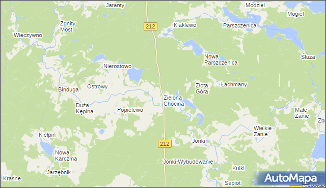 mapa Zielona Chocina, Zielona Chocina na mapie Targeo