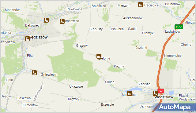 mapa Zielonki gmina Sędziszów, Zielonki gmina Sędziszów na mapie Targeo