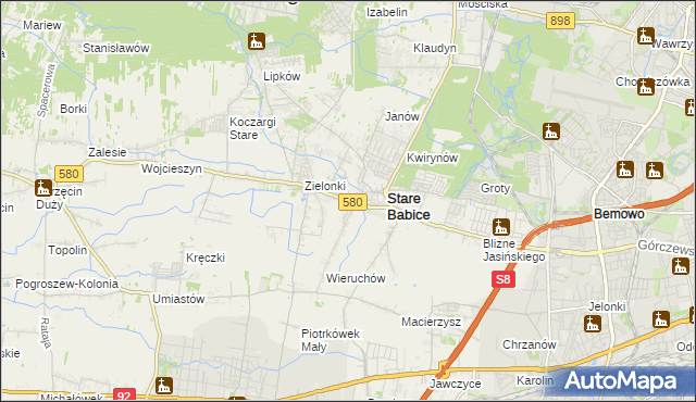 mapa Zielonki-Parcela, Zielonki-Parcela na mapie Targeo