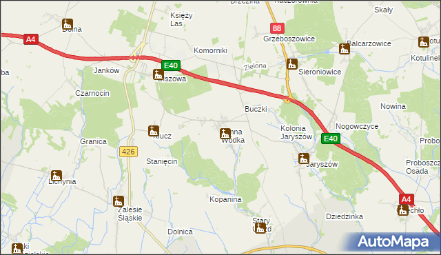 mapa Zimna Wódka, Zimna Wódka na mapie Targeo