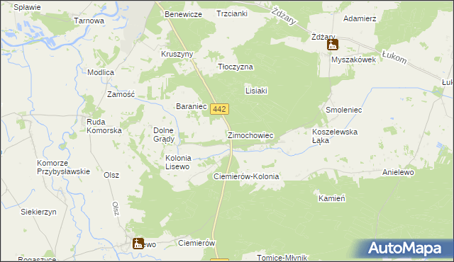 mapa Zimochowiec, Zimochowiec na mapie Targeo