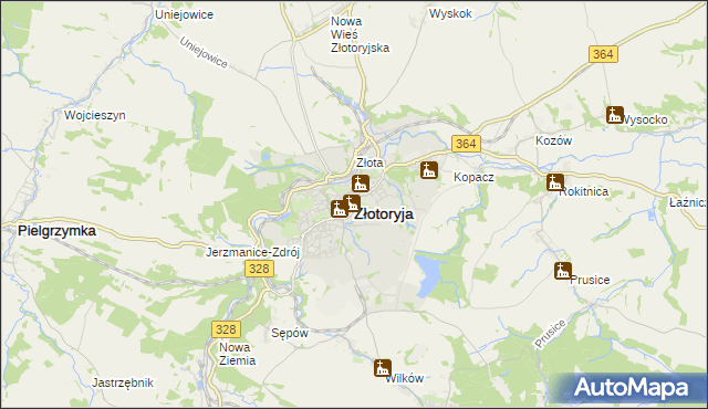 mapa Złotoryja, Złotoryja na mapie Targeo
