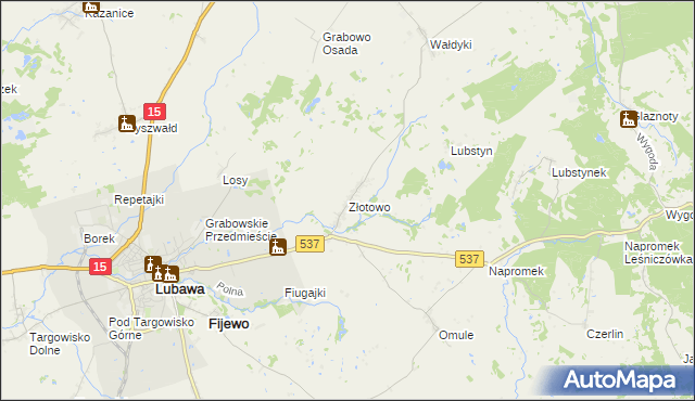 mapa Złotowo gmina Lubawa, Złotowo gmina Lubawa na mapie Targeo