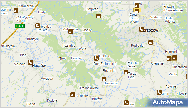 mapa Zmiennica, Zmiennica na mapie Targeo