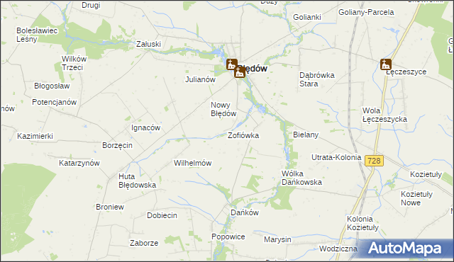 mapa Zofiówka gmina Błędów, Zofiówka gmina Błędów na mapie Targeo