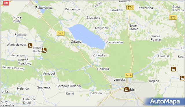 mapa Zofiówka gmina Łąck, Zofiówka gmina Łąck na mapie Targeo