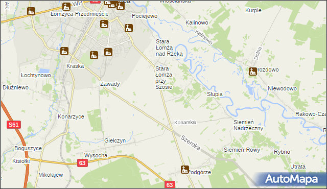 mapa Zosin gmina Łomża, Zosin gmina Łomża na mapie Targeo