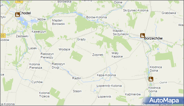 mapa Zosinek gmina Chodel, Zosinek gmina Chodel na mapie Targeo
